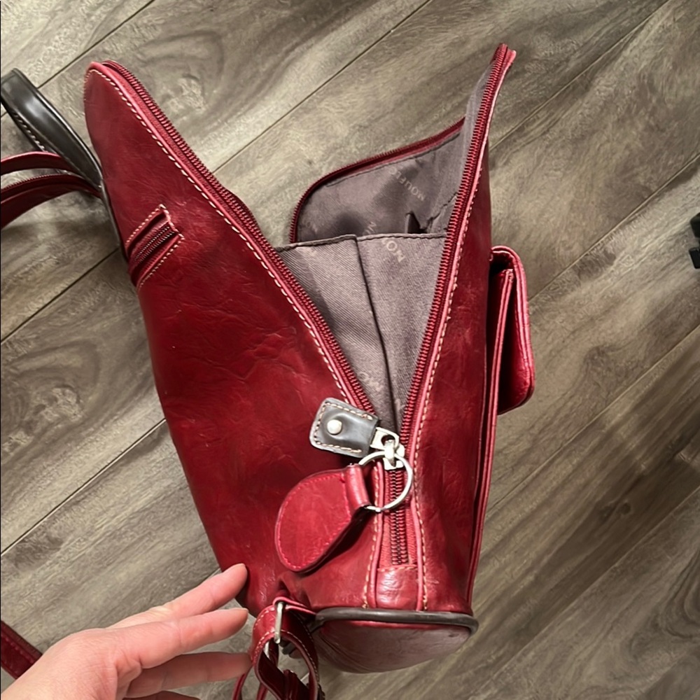 Mouflon Red Leather Mini Backpack - Picture 8 of 16